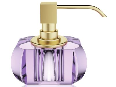 Dozator sapun lichid Decor Walther Kristall KR SSP, 12x13x9cm, violet-auriu mat
