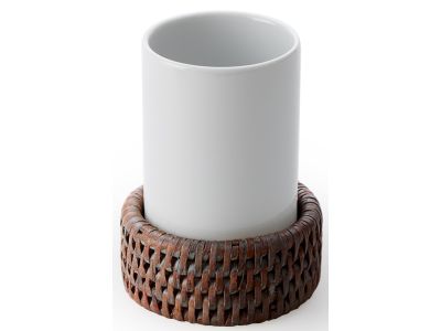 Pahar cu suport Decor Walther Basket SMB, h 10.5cm, rattan inchis