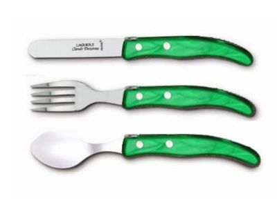 Set tacamuri copii Claude Dozorme Berlingot 3P, maner rasina verde, 3 piese