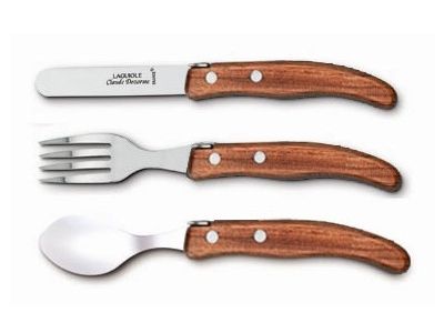 Set tacamuri copii Claude Dozorme Berlingot 3P, maner lemn exotic, 3 piese