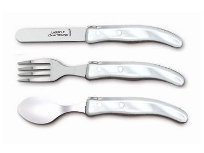 Set tacamuri copii Claude Dozorme Berlingot 3P, maner rasina alb, 3 piese