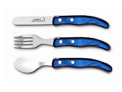 Set tacamuri copii Claude Dozorme Berlingot 3P, maner rasina albastru, 3 piese