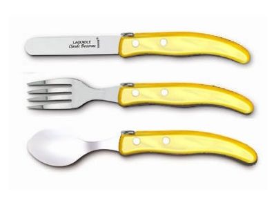 Set tacamuri copii Claude Dozorme Berlingot 3P, maner rasina galben, 3 piese
