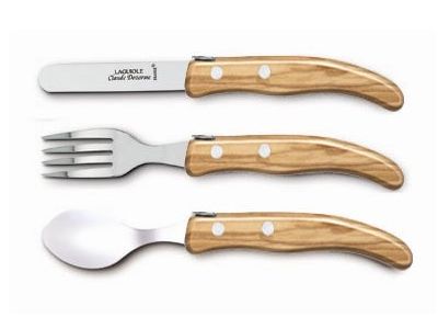 Set tacamuri copii Claude Dozorme Berlingot 3P, maner lemn maslin, 3 piese