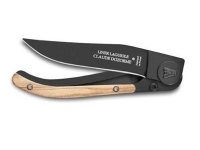 Cutit pliabil de buzunar Claude Dozorme Liner Lock Laguiole, maner lemn maslin , lama neagra