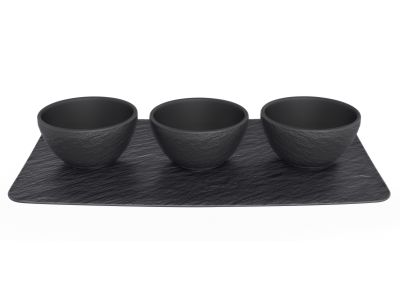 Set 3 boluri cu tava suport Villeroy & Boch Manufacture Rock