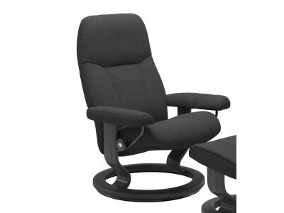 Fotoliu recliner Stressless Consul Classic M cadru gri tapiterie textil Calido Dark Grey