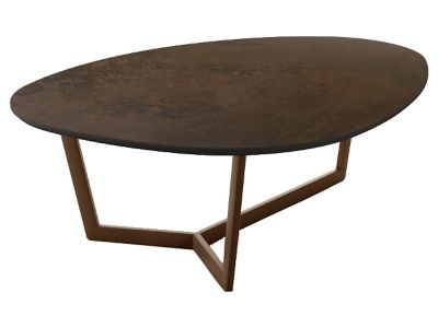 Masuta Dexo Combo 102x81cm, h35cm, baza metalica bronz, blat ceramic Vulcano Moka