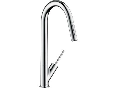 Baterie bucatarie Axor Starck 270 cu dus extractibil, crom
