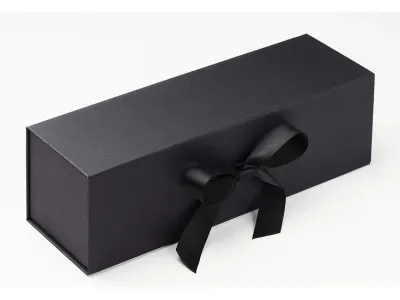 Cutie cadou pentru sticle Folda Single Bottle, cu fundita, Black
