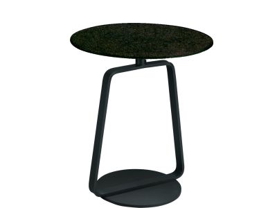 Masuta Dexo Bottles diametru 40cm, h45cm, baza metalica black, blat ceramic Vulcano Nero