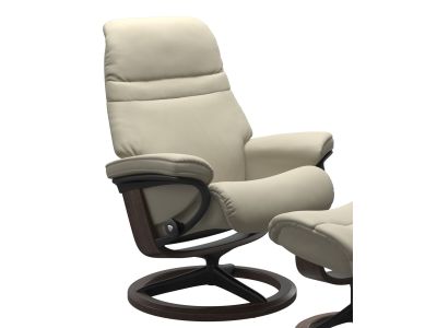 Fotoliu recliner Stressless Sunrise M Signature, baza Matte Black - Wenge stain, tapiterie piele Paloma Light Grey