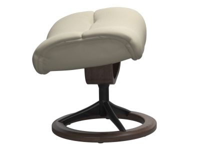 Taburet Stressless Sunrise M Signature, baza Matte Black - Wenge stain, tapiterie piele Paloma Light Grey