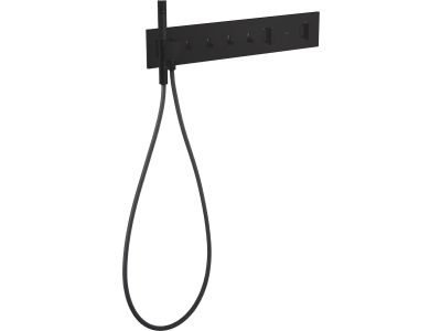Baterie cada - dus termostatata Axor ShowerComposition 610/110 cu 4 functii, montaj incastrat, necesita corp ingropat, negru mat