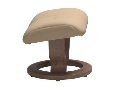 Taburet Stressless Ruby M Classic, baza Walnut stain, tapiterie piele Paloma Beige