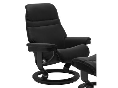Fotoliu recliner Stressless Sunrise M Classic, baza Black stain, tapiterie piele Paloma Black