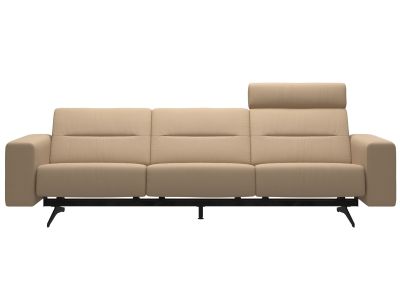 Canapea cu 3 locuri Stressless Stella, 1 tetiera, brate joase S1, picioare negru mat, tapiterie piele Paloma Beige