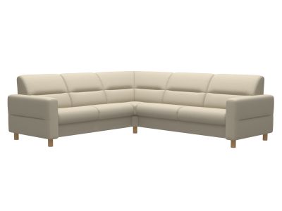 Canapea de colt Stressless Fiona, 235x235cm, picioare lemn Oak stain, tapiterie piele Batick Cream