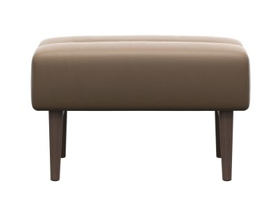 Ottoman Stressless Stella Wood, 75x57cm, detalii lemn Walnut stain, tapiterie piele Paloma Almond
