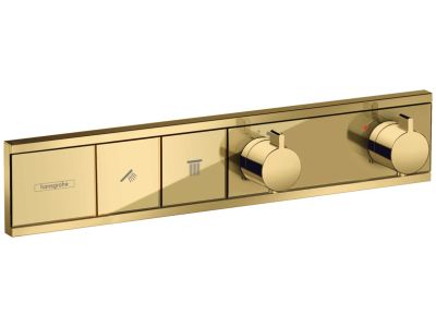 Baterie cada - dus termostatata Hansgrohe RainSelect cu montaj incastrat, necesita corp ingropat, gold optic lustruit