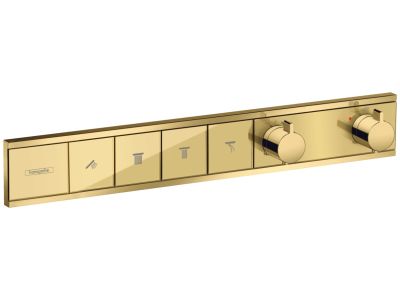 Baterie cada - dus termostatata Hansgrohe RainSelect cu 4 functii, montaj incastrat, necesita corp ingropat, gold optic lustruit