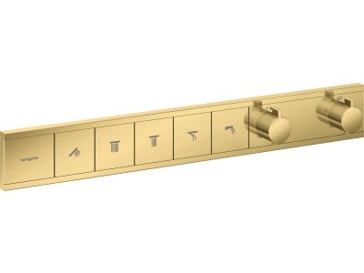 Baterie cada - dus termostatata Hansgrohe RainSelect cu 5 functii, montaj incastrat, necesita corp ingropat, gold optic lustruit