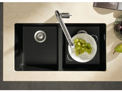 Chiuveta bucatarie Hansgrohe S510-U770 SilicaTec 370/370, cu 2 cuve, 45x82x19cm, cu doua cuve, montare sub blat, graphite black