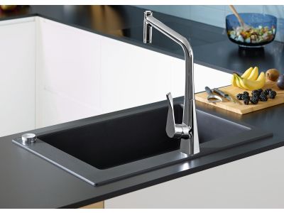 Chiuveta bucatarie Hansgrohe S510-F660 SilicaTec 660, cu 1 cuva, 51x77x19cm, stone grey