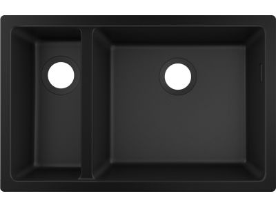 Chiuveta bucatarie Hansgrohe S510-U635 SilicaTec 180/450, cu 2 cuve inegale, 45x71x19cm, montare sub blat, graphite black