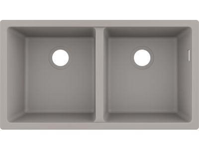 Chiuveta bucatarie Hansgrohe S510-U770 SilicaTec 370/370, cu 2 cuve, 45x82x19cm, cu doua cuve, montare sub blat, concrete grey