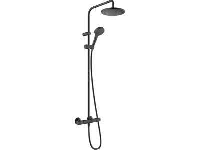 Coloana de dus Hansgrohe Vernis Blend 200, 1 jet cu baterie termostatata, negru mat