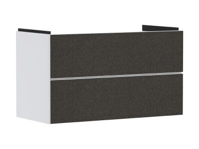 Dulap baza suspendat Hansgrohe Xevolos E cu 2 sertare, 98cm, corp alb mat, front textil gri inchis