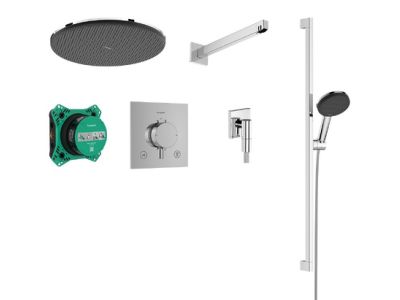 Sistem de dus incastrat Hansgrohe Raindance Alive S Design ShowerSet 300 1jet cu baterie termostatata Ecostat Comfort E, crom