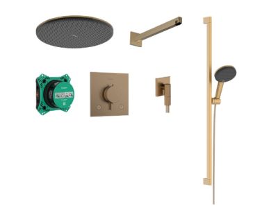 Sistem de dus incastrat Hansgrohe Raindance Alive S Design ShowerSet 300 1jet cu baterie termostatata Ecostat Comfort E, bronz periat