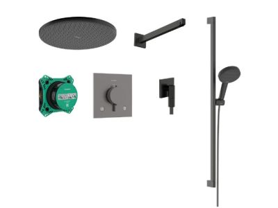 Sistem de dus incastrat Hansgrohe Raindance Alive S Design ShowerSet 300 1jet cu baterie termostatata Ecostat Comfort E, negru periat
