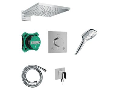 Sistem de dus incastrat Hansgrohe Raindance E Design ShowerSet 300 1jet cu baterie termostatata Ecostat Comfort E, crom
