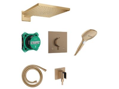 Sistem de dus incastrat Hansgrohe Raindance E Design ShowerSet 300 1jet cu baterie termostatata Ecostat Comfort E, bronz periat