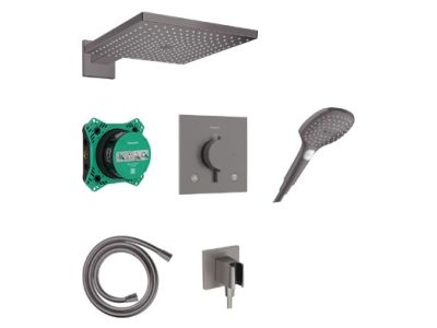 Sistem de dus incastrat Hansgrohe Raindance E Design ShowerSet 300 1jet cu baterie termostatata Ecostat Comfort E, negru periat