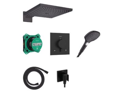 Sistem de dus incastrat Hansgrohe Raindance E Design ShowerSet 300 1jet cu baterie termostatata Ecostat Comfort E, negru mat
