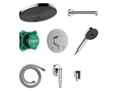 Sistem de dus incastrat Hansgrohe Pulsify S Design ShowerSet 260 1jet cu baterie termostatata Ecostat Comfort S, crom