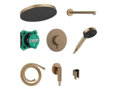 Sistem de dus incastrat Hansgrohe Pulsify S Design ShowerSet 260 1jet cu baterie termostatata Ecostat Comfort S, bronz periat