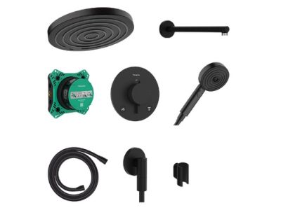 Sistem de dus incastrat Hansgrohe Pulsify S Design ShowerSet 260 1jet cu baterie termostatata Ecostat Comfort S, negru mat