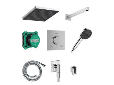 Sistem de dus incastrat Hansgrohe Pulsify E Design ShowerSet 260 1jet cu baterie termostatata Ecostat Comfort E, crom