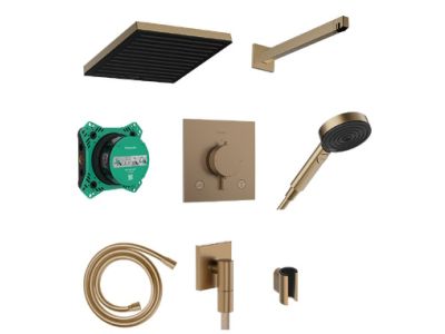 Sistem de dus incastrat Hansgrohe Pulsify E Design ShowerSet 260 1jet cu baterie termostatata Ecostat Comfort E, bronz periat