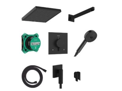 Sistem de dus incastrat Hansgrohe Pulsify E Design ShowerSet 260 1jet cu baterie termostatata Ecostat Comfort E, negru mat