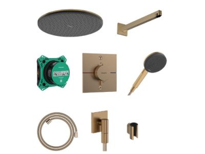 Sistem de dus incastrat Hansgrohe Raindance Alive S Design ShowerSet 300 1jet cu baterie termostatata ShowerSelect Comfort E, bronz periat