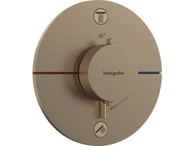 Baterie cada - dus termostatata Hansgrohe ShowerSelect Comfort S cu 2 functii, montaj incastrat, necesita corp ingropat, bronz periat