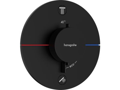 Baterie cada - dus termostatata Hansgrohe ShowerSelect Comfort S cu 2 functii, montaj incastrat, necesita corp ingropat, negru mat