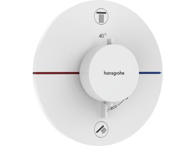 Baterie cada - dus termostatata Hansgrohe ShowerSelect Comfort S cu 2 functii, montaj incastrat, necesita corp ingropat, alb mat