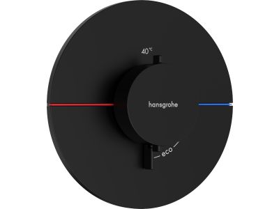 Baterie dus termostatata Hansgrohe ShowerSelect Comfort S cu montaj incastrat, necesita corp ingropat, negru mat